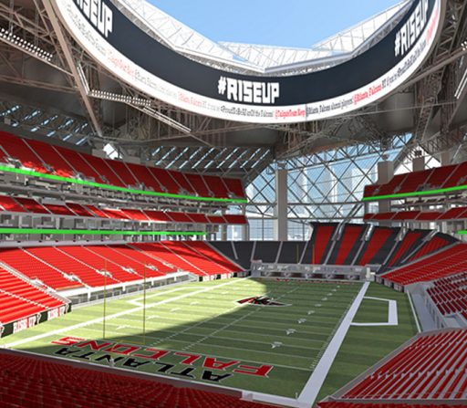 Atlanta Falcons football stadium with red seats