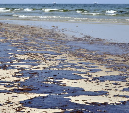 a beach after an oil spill