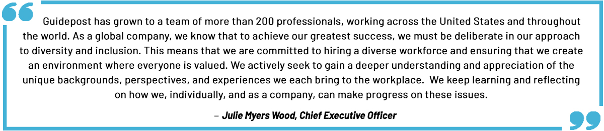 Diversity and inclusion statement by Julie Myers Wood, CEO of Guidepost Solutions