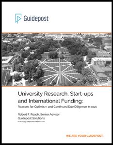 Cover of the whitepaper "University Research, Start-ups and International Funding: Reasons for Optimism and Continued Due Diligence in 2021"